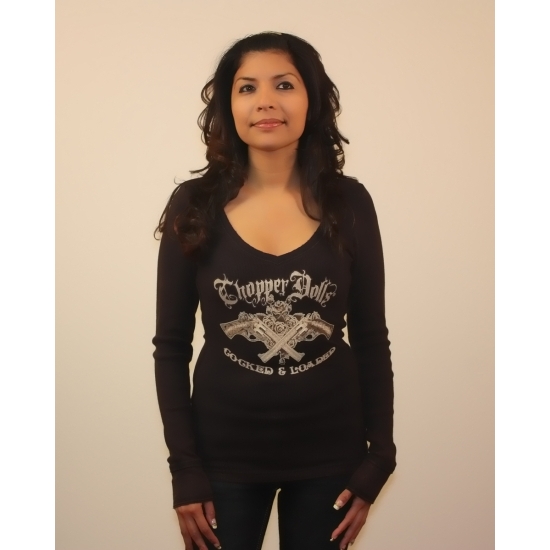 Chopper Dolls Cocked and Loaded V-Neck Long Sleeve Chopper Dolls Cocked and Loaded V-Neck Long Sleeve