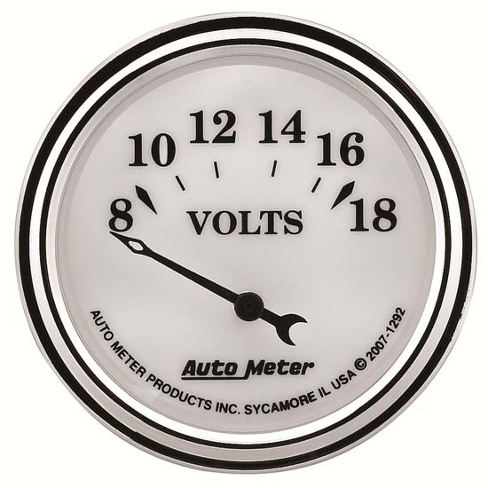Auto Meter 1292 Old-Tyme White II Air-Core Voltmeter Gauge, 2-1/16 In. Auto Meter 1292 Old-Tyme White II Air-Core Voltmeter Gauge, 2-1/16 In.