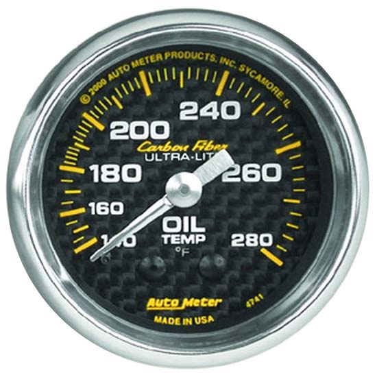 Auto Meter 4741 Carbon Fiber Mechanical Oil Temperature Gauge Auto Meter 4741 Carbon Fiber Mechanical Oil Temperature Gauge