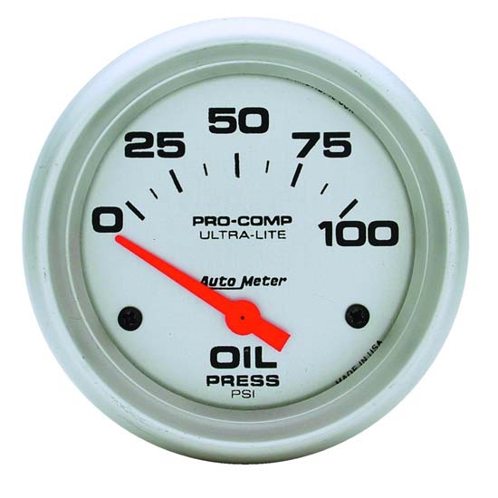 Auto Meter 4427 Ultra-Lite Air-Core Oil Pressure Gauge, 100 PSI, 2-5/8 Auto Meter 4427 Ultra-Lite Air-Core Oil Pressure Gauge, 100 PSI, 2-5/8