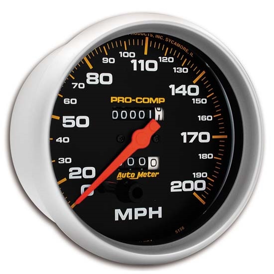 Auto Meter 5156 Pro-Comp Mechanical Speedometer, 200 MPH, 5 Inch Auto Meter 5156 Pro-Comp Mechanical Speedometer, 200 MPH, 5 Inch
