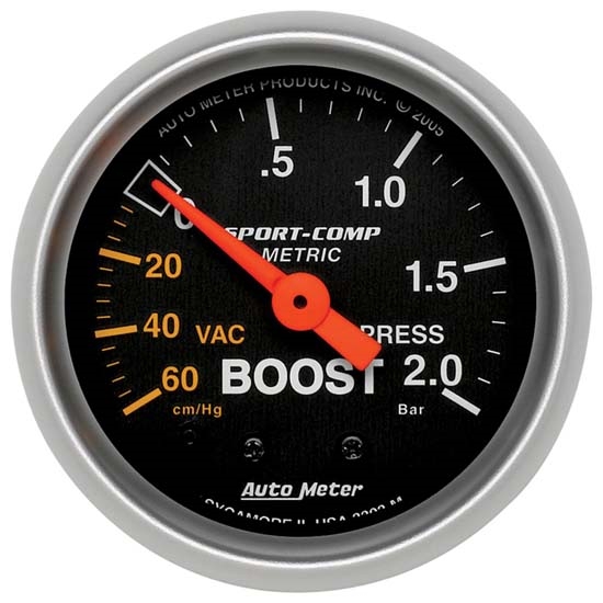 Auto Meter 3303-M Sport-Comp Mechanical Boost/Vacuum Gauge Auto Meter 3303-M Sport-Comp Mechanical Boost/Vacuum Gauge
