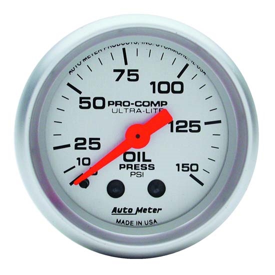 Auto Meter 4323 Ultra-Lite Mech Oil Pressure Gauge, 150 PSI, 2-1/16 Auto Meter 4323 Ultra-Lite Mech Oil Pressure Gauge, 150 PSI, 2-1/16