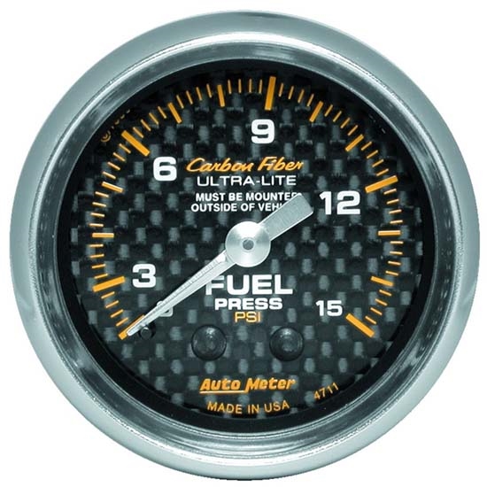 Auto Meter 4711 Carbon Fiber Mechanical Fuel Pressure Gauge Auto Meter 4711 Carbon Fiber Mechanical Fuel Pressure Gauge
