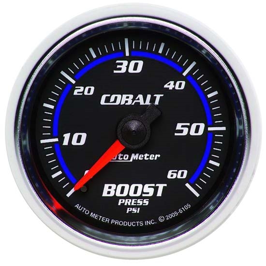 Auto Meter 6105 Cobalt Mechanical Boost Gauge, 2-1/16 Inch, 60 PSI Auto Meter 6105 Cobalt Mechanical Boost Gauge, 2-1/16 Inch, 60 PSI