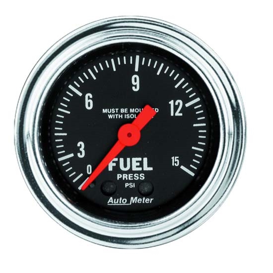 Auto Meter 2413 Traditional Chrome Mech Fuel Pressure w/Isolator Gauge Auto Meter 2413 Traditional Chrome Mech Fuel Pressure w/Isolator Gauge