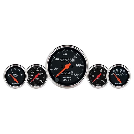Auto Meter 1411 Designer Black 5 Piece Gauge Kit Auto Meter 1411 Designer Black 5 Piece Gauge Kit
