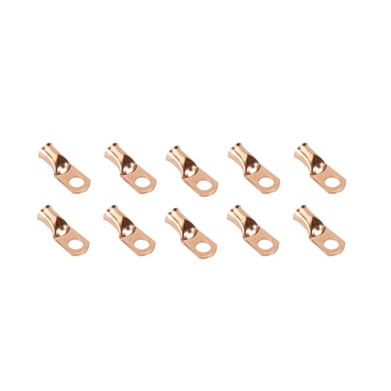 Copper Battery Cable Ends, 2 Gauge, 3/8 Inch Hole Copper Battery Cable Ends, 2 Gauge, 3/8 Inch Hole