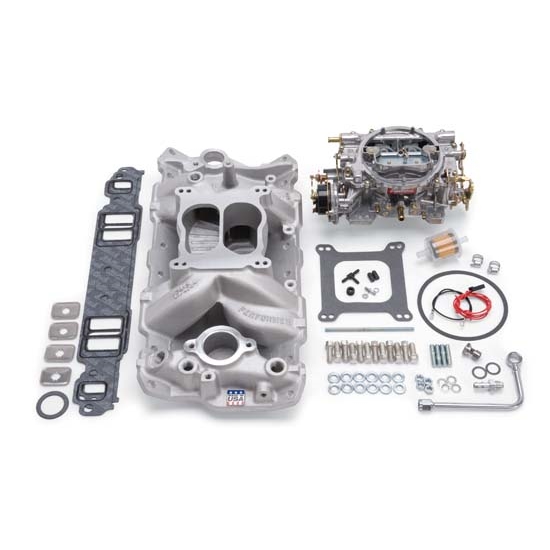 Edelbrock 2020 Single-Quad Intake Manifold/Carburetor Kit, Chevy