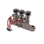 Three Chrome 9 Super 7® Carbs, Offenhauser 1074 Intake Kit, 1942-48 Ford V8