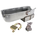 Small Block Chevy Claimer Oil Pan w/ Plug Combo, Hi-Vol. Pump, LH Dipstick