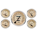 Omega Kustom OK-21053 Tan 5-Gauge Set, Mechanical Speedometer, 3-3/8
