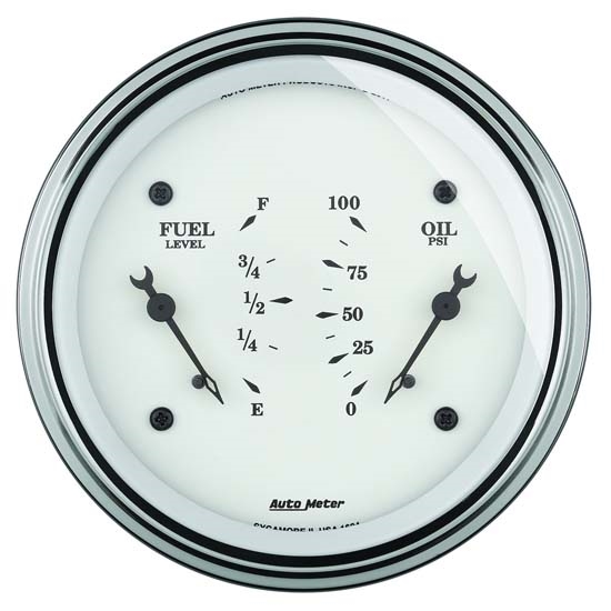 Auto Meter 1624 Old-Tyme White Air-Core Electric Dual Gauge, 3-3/8 Auto Meter 1624 Old-Tyme White Air-Core Electric Dual Gauge, 3-3/8