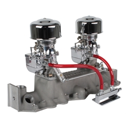 Two 9 Super 7 Carbs on an Offenhauser Super Intake 1949-53 Ford V8
