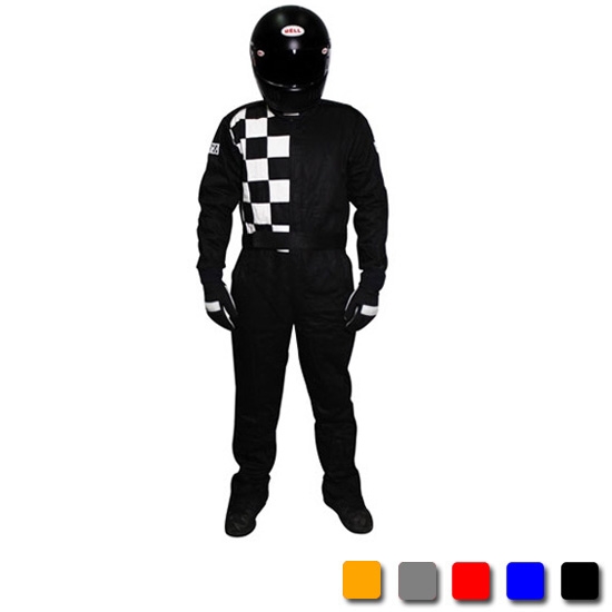 Finishline Two Layer SFI5 Fire Retardant Racing Suit, Black, US Size Large