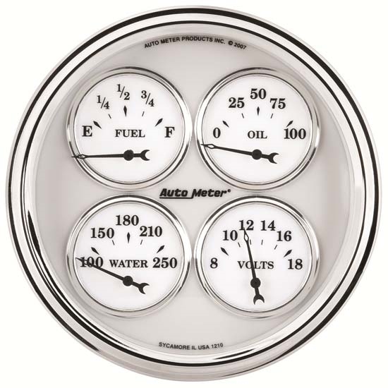 Auto Meter 1210 Old-Tyme White II Air-Core Quad Gauge, 5 Inch Auto Meter 1210 Old-Tyme White II Air-Core Quad Gauge, 5 Inch