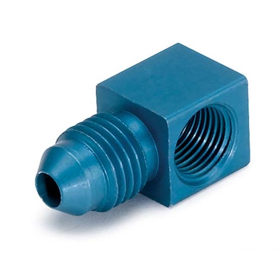 Auto Meter 3278 Pressure Sensor Adapter Fitting, 90 Degree -4 AN, Blue Auto Meter 3278 Pressure Sensor Adapter Fitting, 90 Degree -4 AN, Blue