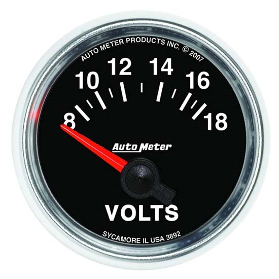 Auto Meter 3892 GS Air-Core Voltmeter Gauge, 2-1/16 Inch, 18V Auto Meter 3892 GS Air-Core Voltmeter Gauge, 2-1/16 Inch, 18V