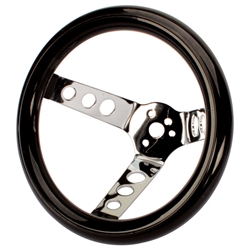 Speedway Classic 9-3/4 Inch Black Steering Wheel w/ Holes