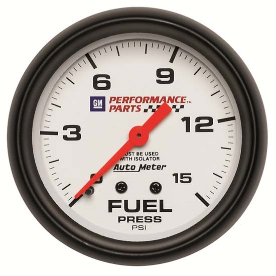 Auto Meter 5813-00407 GM White Mechanical Fuel Press Gauge w/Isolator Auto Meter 5813-00407 GM White Mechanical Fuel Press Gauge w/Isolator