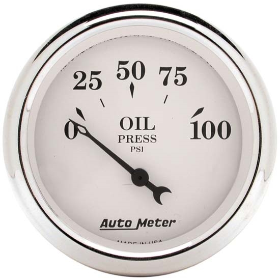 Auto Meter 1628 Old-Tyme White Air-Core Electric Oil Pressure Gauge Auto Meter 1628 Old-Tyme White Air-Core Electric Oil Pressure Gauge