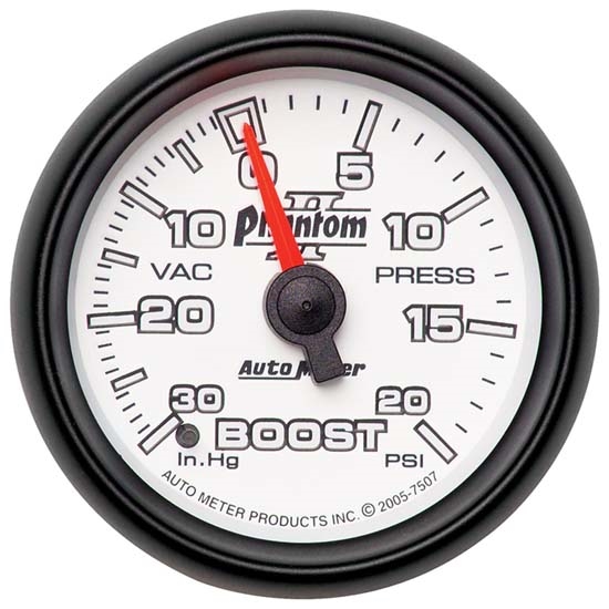 Auto Meter 7507 Phantom II Mechanical Boost/Vacuum Gauge, 2-1/16 Inch Auto Meter 7507 Phantom II Mechanical Boost/Vacuum Gauge, 2-1/16 Inch