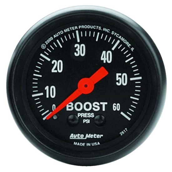 Auto Meter 2617 Z-Series Mechanical Boost Gauge, 60 PSI, 2-1/16 Inch Auto Meter 2617 Z-Series Mechanical Boost Gauge, 60 PSI, 2-1/16 Inch