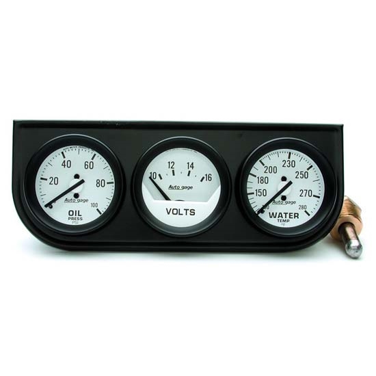 Auto Meter 2327 Auto Gage Mechanical 3 Gauge Console, Oil/Water/Volt Auto Meter 2327 Auto Gage Mechanical 3 Gauge Console, Oil/Water/Volt