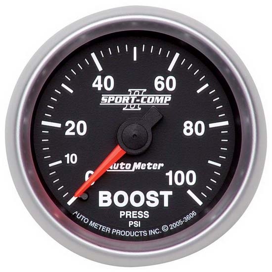 Auto Meter 3606 Sport-Comp II Mechanical Boost Gauge, 100 PSI, 2-1/16 Auto Meter 3606 Sport-Comp II Mechanical Boost Gauge, 100 PSI, 2-1/16