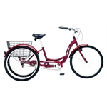 Schwinn Adult Meridian Cruiser Bike, 26 Inch Trike, 1 Speed, Dark Cherry Red