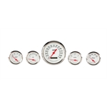 Omega Kustom 912053 3-3/8 White 5-Gauge Set, Electric Speedometer