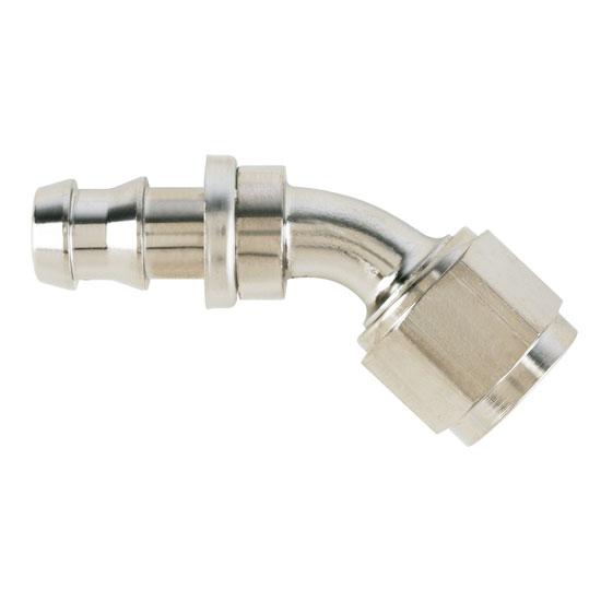 Aeroquip FCE1523 Nickel 45 Degree Push-On Socketless Fitting, -8 AN Aeroquip FCE1523 Nickel 45 Degree Push-On Socketless Fitting, -8 AN