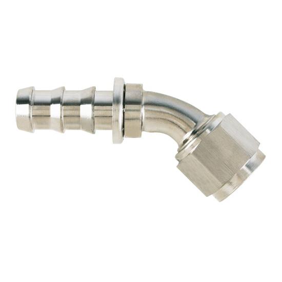 Aeroquip FCE1524 Nickel 45 Deg Push-On Hose Socketless Fitting, -10 AN Aeroquip FCE1524 Nickel 45 Deg Push-On Hose Socketless Fitting, -10 AN