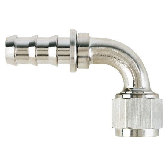Aeroquip FCE1534 Nickel 90 Deg Push-On Hose Socketless Fitting, -10 AN Aeroquip FCE1534 Nickel 90 Deg Push-On Hose Socketless Fitting, -10 AN