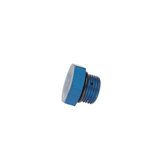 Aluminum Straight Thread Fitting Plug, Blue, -16 AN Aluminum Straight Thread Fitting Plug, Blue, -16 AN