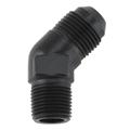 Black 45 Degree -3 AN Flare to 1/8 Inch NPT Pipe Adapter Fitting