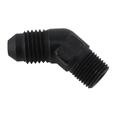 Black 45 Degree -4 AN Flare to 1/8 Inch NPT Pipe Adapter Fitting