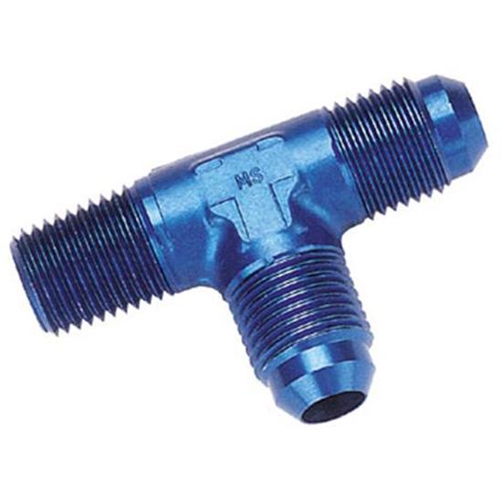 Aluminum Flare to Pipe Tee on Run Fitting, AN3 to 1/8 Inch NPT Aluminum Flare to Pipe Tee on Run Fitting, AN3 to 1/8 Inch NPT