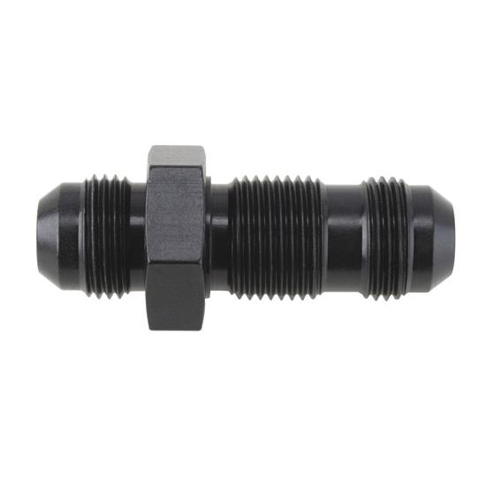 Straight Aluminum Bulkhead Flare Fitting, Black, -3 AN Straight Aluminum Bulkhead Flare Fitting, Black, -3 AN
