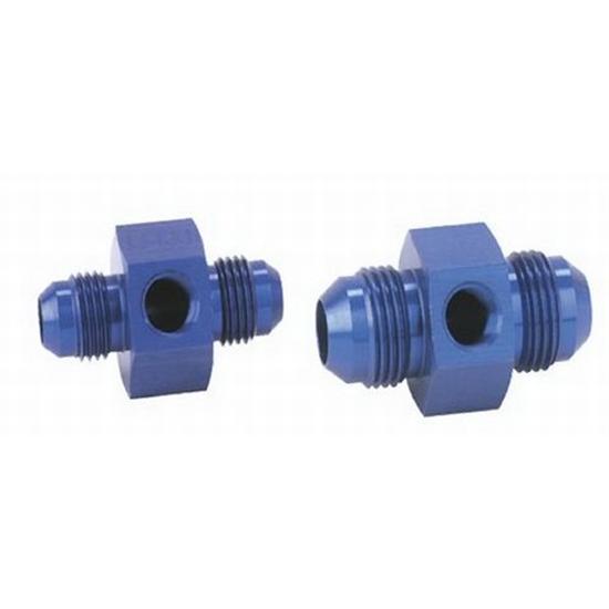 Inline Fuel Pressure Adapter, -8 AN to -8 AN w/ 1/8Inch NPT, Blue Inline Fuel Pressure Adapter, -8 AN to -8 AN w/ 1/8Inch NPT, Blue