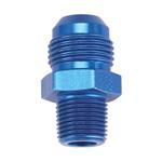 Blue Straight AN10 Flare Adapter to 3/8 Inch Aluminum Pipe Fitting