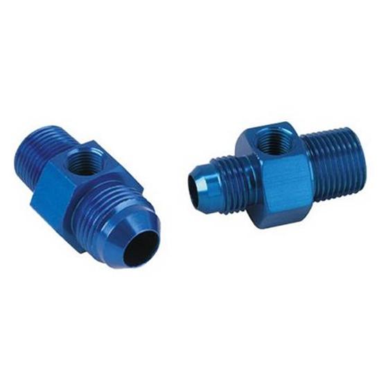 Inline Fuel Pressure Adapter, 6 AN to 3/8 Inch NPT w/1/8 In NPT Port