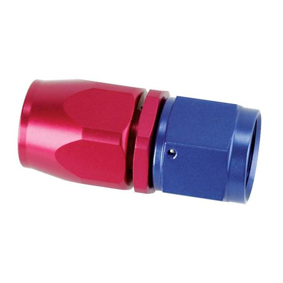Speedway Full Flow Swivel Hose End Fitting, Straight, Red/Blue, -6 AN