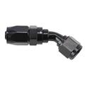 Speedway Full Flow Swivel Hose End Fitting, 45 Degree, Black Anodized, -6 AN
