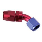 Speedway Full Flow Swivel Hose End Fitting, 45 Degree Angle, Red/Blue, -8 AN