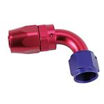 Speedway Full Flow Swivel Hose End Fitting, 90 Degree Angle, Red/Blue, -8 AN