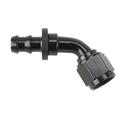 Black 45 Degree Socketless Push-On Hose End, -6 AN