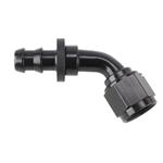 Black 45 Degree Socketless Push-On Hose End, -6 AN