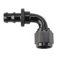 Black 90 Degree Socketless Push-On Hose End, -6 AN