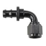 Black 90 Degree Socketless Push-On Hose End, -6 AN